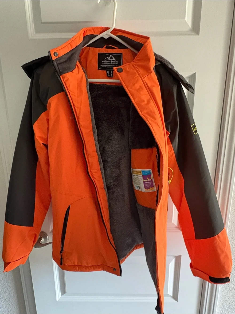 Children's Orange and Gray Hooded Puffer Jacket - Insulated Winter Coat